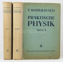 Kohlrausch, F.: Praktische Physik. I-II. Leipzig, 1951., Teubner, 544 p.; 578 p. Karsa Béla (1891-1982) későbbi villamos, gépészmérnök, egyetemi tanár névbejegyzésével, Kiadói félvászon kötésben, kopott borítóval.