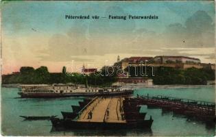 Pétervárad, Peterwardein, Petrovaradin (Újvidék, Novi Sad); Festung Peterwardein / Pétervárad vára, "ALBRECHT" gőzös, hajóhíd / fortress, steamship, pontoon bridge (r)