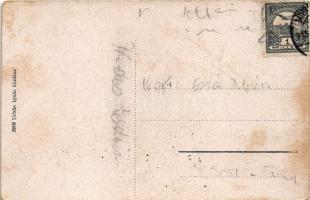 1915 Újvidék, Novi Sad; Ferenc József tér, villamos, városháza, Kovács József, Glück János üzlete. U...