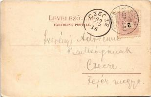 1899 Fiume, Rijeka; general view, port, steamship, boats. Edgar Schmidt 368b. (szakadás / tear)