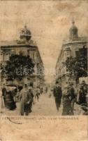 1899 Debrecen, Simonffy utca, városi bérpaloták. Mihály Sámuel kiadása (lyukak / pinholes)