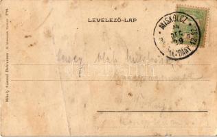 1899 Debrecen, Simonffy utca, városi bérpaloták. Mihály Sámuel kiadása (lyukak / pinholes)