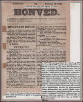 1849 a Honvéd c. kolozsvári újság február 12.-i száma a szabadságharc híreivel pl Szemere Bertalan és Csány László Örömhhír c. tudósítása az iglódi és branyiszkói győzelemről