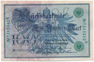 Német Birodalom 1908. 100M zöld pecsét, hétjegyű sorszámmal T:XF
German Empire 1908. 100 Mark with ...