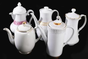 5 darab klf porcelán teás kanna, érdekes darabokkal, jelzett, hibátlan, m: 25 cm alatt