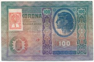 1912. 100K csehszlovák 1K bélyeggel felülbélyegezve T:F szép papír