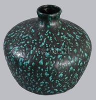 Zöldmázas iparművész váza, hibátlan, 17x14 cm