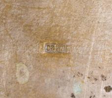 Art deco cukortartó, üveg betéttel, kopott, jelzett, m: 11 cm