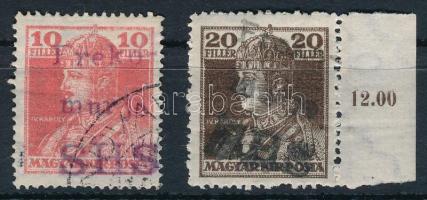 Lendvavásárhely 1919 Károly 10f és 20f Bodor vizsgálójellel