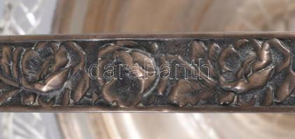 Ezüst (Ag) kosár kínáló, jelzett, üveg betéttel, nettó 135g, m:21 cm