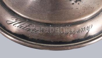 Ezüst (Ag) kosár kínáló, jelzett, üveg betéttel, nettó 135g, m:21 cm