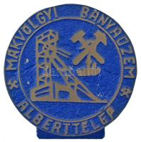 1960-1970 k. "Mákvölgyi Bányaüzem - Alberttelep" egyoldalas festett bronz emlékérem hátoldalán fém akasztóval (97mm) T:XF