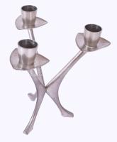 Háromágú fém gyertyatartó, m: 17 cm