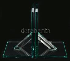 Tömör design üveg könyvtámasz pár, márkázott, pattogzással, 13x20 cm