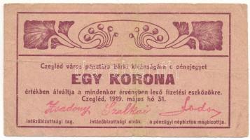 1919. Cegléd 1K "Czegléd Városi Pénztár" T:F Adamo CEG-1.1