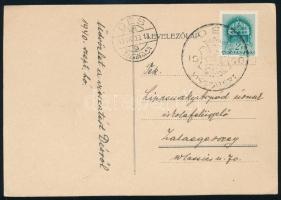 1940 Levelezőlap "DÉS VISSZATÉRT" bélyegzéssel