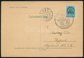 1940 Levelezőlap "NAGYVÁRAD VISSZATÉRT" bélyegzéssel