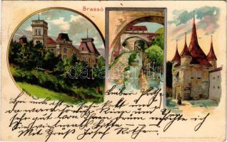 1900 Brassó, Kronstadt, Brasov; Lövölde, Katalin kapu, Árokmente / shooting hall, city gate, Graft. Kosmos S. litho s: Geiger R. (lyuk / pinhole)