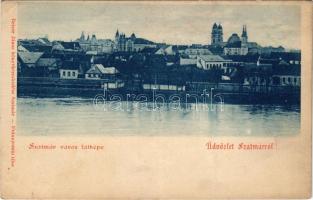 Szatmárnémeti, Szatmár, Satu Mare; látkép, zsinagóga. Reizer János kiadása / general view with synagogue (EK)