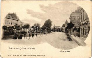 Nagyszeben, Hermannstadt, Sibiu; Schewis utca. Karl Graef kiadása / Schewisgasse / street view (EK)