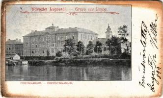 1899 Lugos, Lugoj; Főgimnázium. Nemes Kálmán kiadása / Obergymnasium / grammar school (szakadás / tear)