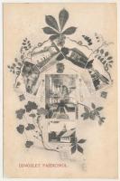 1913 Pazdics, Pazdicsovce, Pozdisovce (Nagymihály, Michalovce); Weinberger Jenő és Szirmay kastélya, evangélikus templom és paplak, belső. Divald Károly fia / castles, church interior, rectory. Art Nouveau, floral (r)