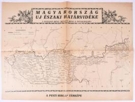 1938 Magyarország új északi határvidéke. I. Nyugati rész. II. Keleti rész. Kétoldalas térkép, a Pesti Hírlap kiadása, 41,5x57,5 cm
