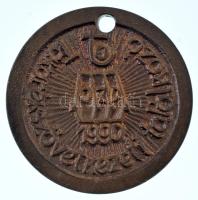 1990. "Takarékszövetkezeti találkozó - Ózd" egyoldalas, öntött bronz plakett, lyukasztva (58mm) T:AU