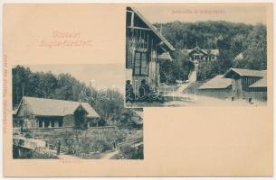 Sugásfürdő, Baile Sugas (Sepsiszentgyörgy, Sfantu Gheorghe); Jenő villa és hideg fürdő, Fülöp villa, nyaraló. Benkő Mór kiadása / villa, spa