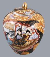 Kínai fedeles váza, jelzett, fedeles nem passzol teljesen, m: 25 cm