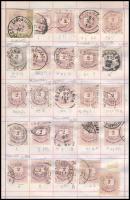 Krajcáros tanulmány gyűjtemény az 1881-es 2kr bélyegből, összesen 698 db bélyeg fogazat és típusvált...