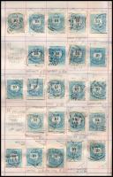 Krajcáros tanulmány gyűjtemény az 1881-es 10kr bélyegből, összesen 600 db bélyeg fogazat és típusvál...