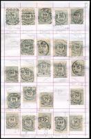Krajcáros tanulmány gyűjtemény az 1881-es 20kr bélyegből, összesen 155 db bélyeg fogazatváltozatokka...