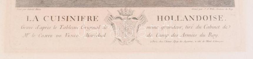 La cuisiniére Hollandoise - A holland szakácsnő c. nagy méretű XIX. századi rézmetszet Jean Geroges ...