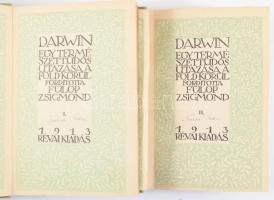 Darwin, [Charles]: Egy természettudós utazása a Föld körül. Ford.: Fülöp Zsigmond. Világkönyvtár. Bp., 1913, Révai, [4]+299+[5] p.; [4]+309+[3] p. Első magyar kiadás. Kiadói egészvászon-kötés, kissé koszos borítóval, tulajdonosi névbejegyzéssel.