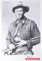 cca 1990-2000 It's a Stetson (James Stewartról a Winchester '73 c. filmben készült fotóval), reklámplakát, hajtásnyommal, műanyag lemezre kasírozva, 96x68,5 cm