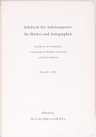 Jahrbuch der Auktionspreise für Bücher. (Német könyvaukciós árak katalógusa) 33 kötet az 1950-es éve...