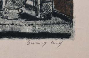 Breznay József (1916-2012): Virágok. Színes rézkarc, papír, jelzett, lapszéli apró foltokkal, 16×30 ...