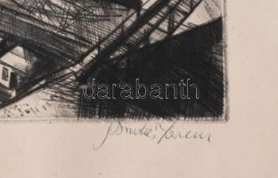 Bordás Ferenc (1911-1982): Építkezés (Budapest, Dunapart). Rézkarc, papír, jelzett. Lap széle kissé ...