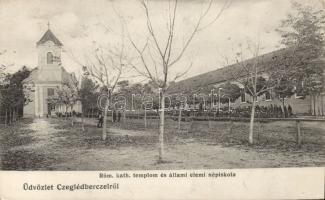 Ceglédbercel katolikus templom és népiskola