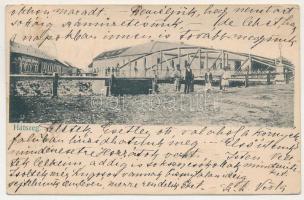 1916 Hátszeg, Hateg; utca részlet, híd. Kendoff A. és fia kiadása / bridge, street view + "K.u.k. Briefzensur Arad" (EK)