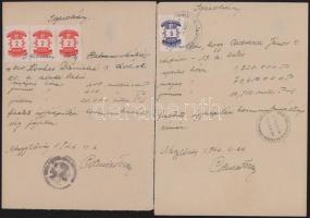 1946 4 db igazolvány nagy címletű okmánybélyegekkel