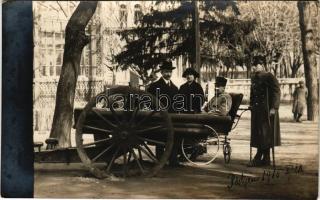 1915 Pöstyén, Piestany; sebesült katonák, katona kerekesszékben. Székely L és Társa kiadása / WWI Austro-Hungarian military, injured soldiers, soldier in wheelchair. photo (EK)