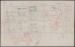 1916 "Karácsony a harctéren" emléklap, hajtott, hátoldalon kézírásos órarenddel