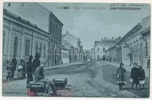 1911 Csák, Csákova, Ciacova, Tschakowa; Régi Városház utca, üzletek. Deutsch József kiadása / Alte Stadthausgasse / street view, shops (fl)