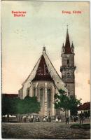 1908 Beszterce, Bistritz, Bistrita; Evang. Kirche / Evangélikus templom. F. Stolzenberg kiadása / Lutheran church (fl)
