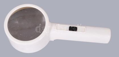 Nagyító, világító funkcióval, működik, dobozában, h. 23 cm