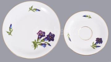 Bavaria tárnics mintás vékonyporcelán egyszemélyes reggeliző készlet, csésze alátéttel és desszertes...