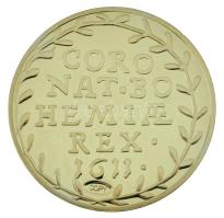 DN "Történelmi aranypénzek - II. Mátyás koronázási érem, 1611" aranyozott Cu-Zn utánveret ...