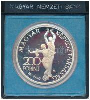1980. 200Ft Ag "Téli olimpia - Lake Placid" sérült fekete műanyag "MNB" tokban T:UNC fo. (eredetileg PP) Adamo EM59